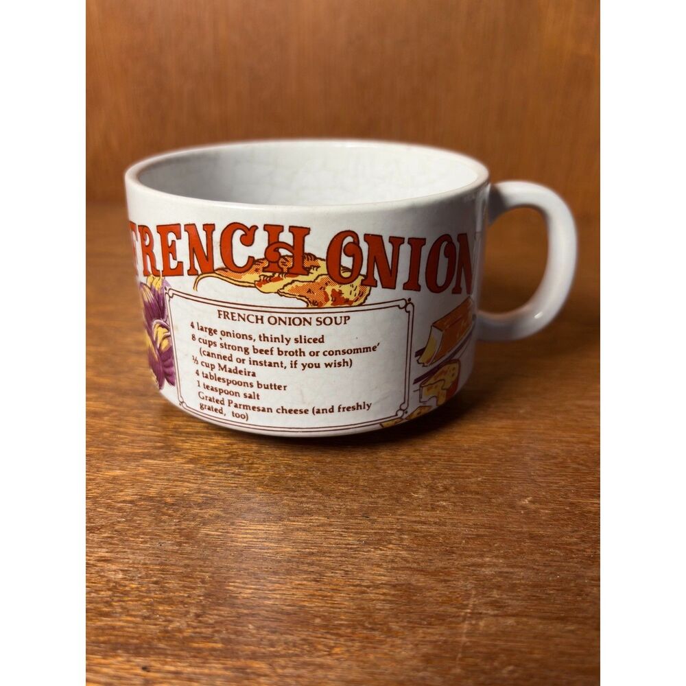 1970s VTG Recipe Soup Mugs Set of 4 French Onion Clam Chowder Split Pea Mushroom - Picture 7 of 15